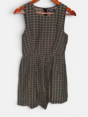 Madewell Black and Cream Geometric Pattern Sleeveless Mini Dress Preppy | Size 2